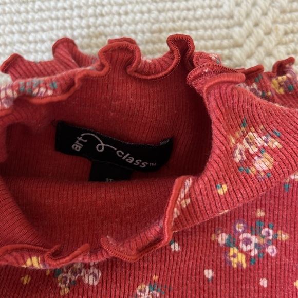 Art Class floral toddler turtleneck shirt with ruffle edges - Picture 2 of 2